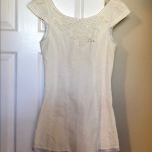 Free People cream side-zipped shirt